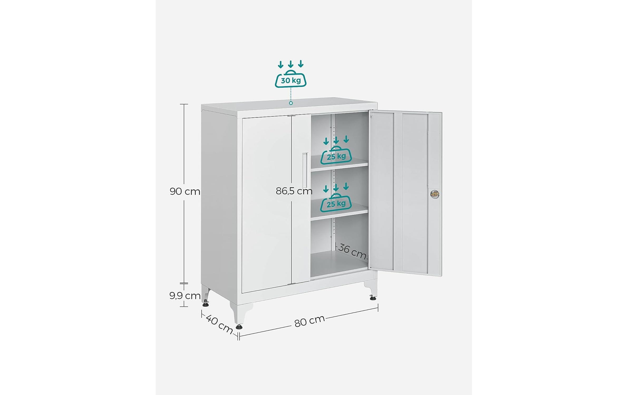 Songmics Metall-Lagerschrank 40 x 80 x 90 cm, Weiss
