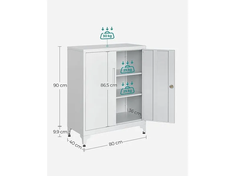 Songmics Metall-Lagerschrank 40 x 80 x 90 cm, Weiss Songmics Metall-Lagerschrank 40 x 80 x 90 cm, Weiss