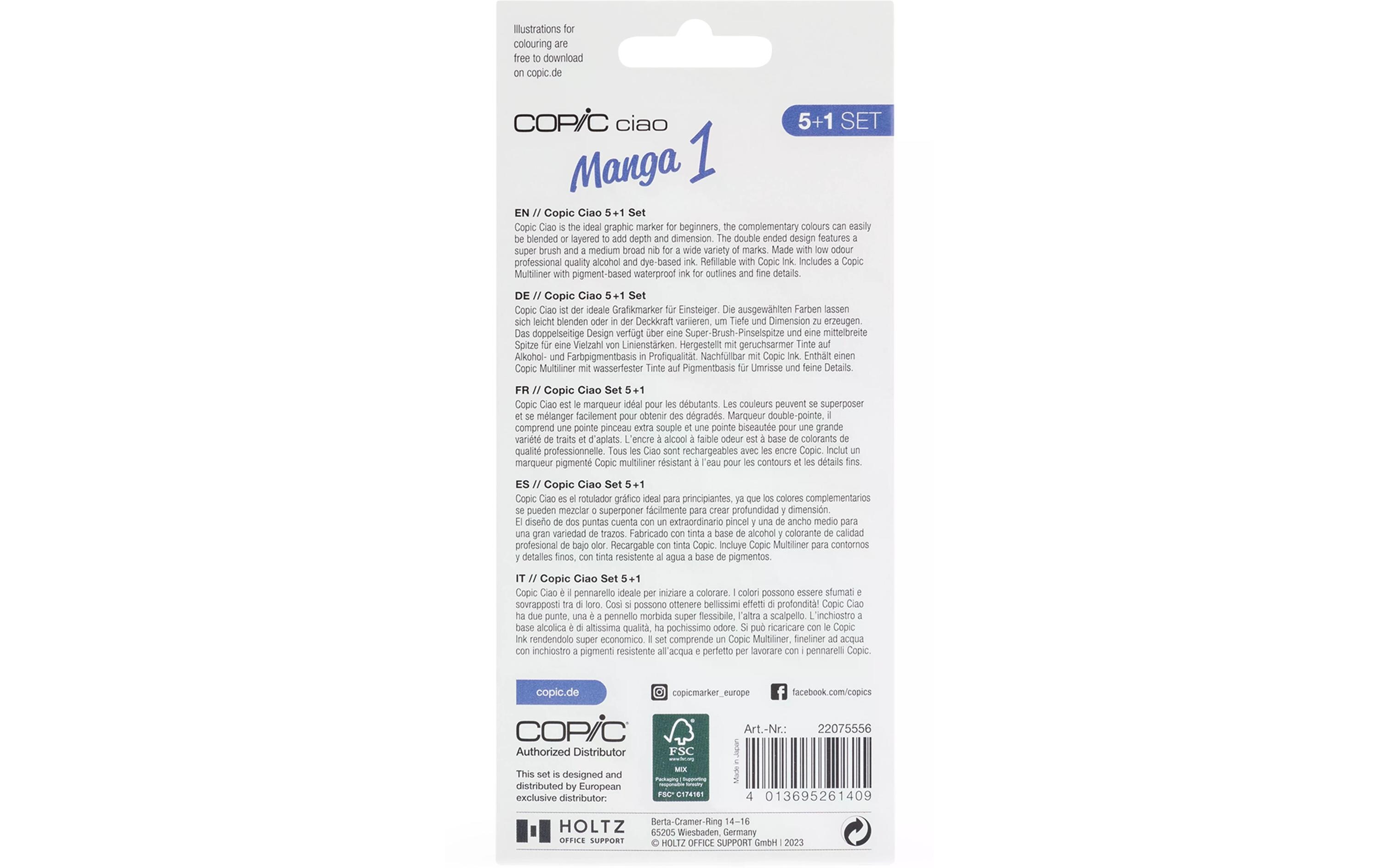 Copic Grafikmarker Ciao 5+1 Set Manga 1