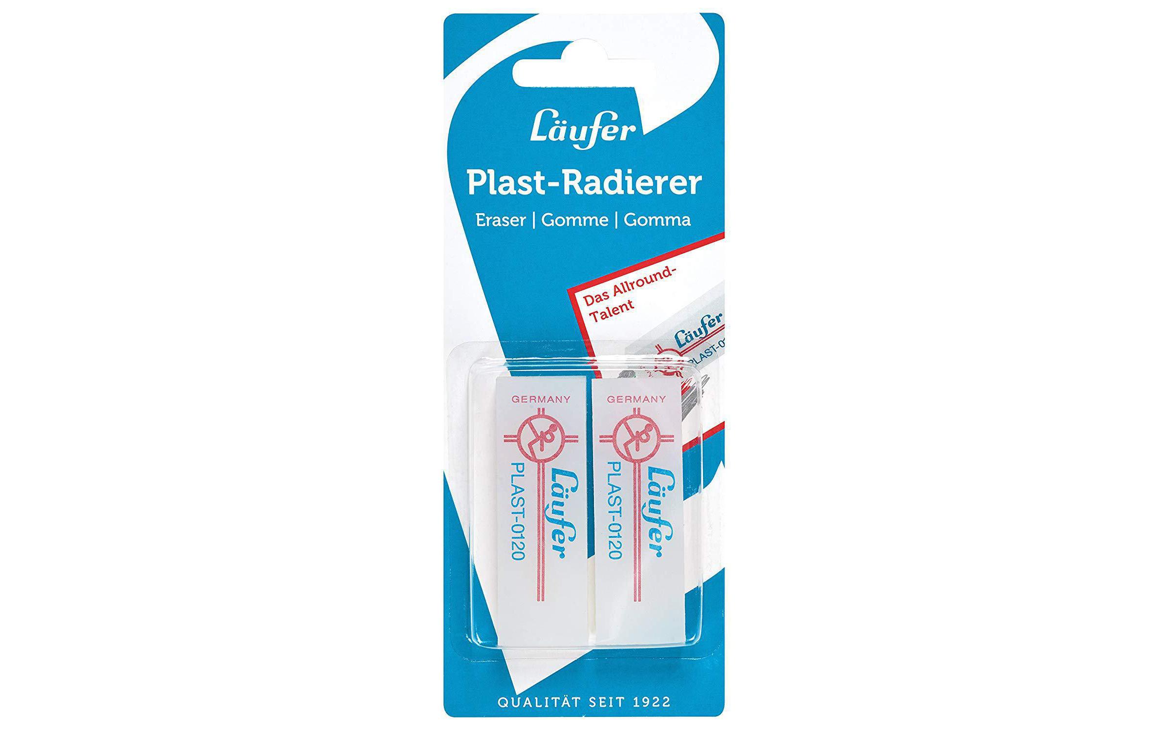 Läufer Radiergummi Plast 0120 2 Stück, Weiss