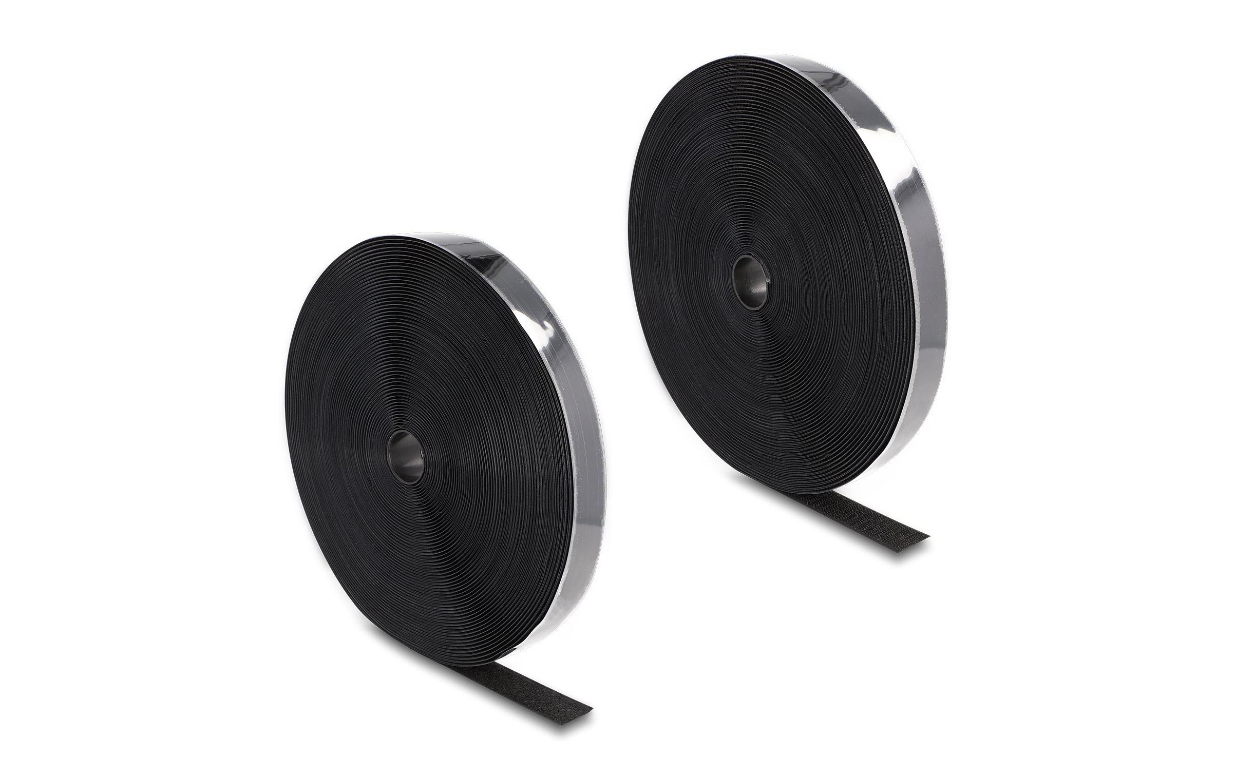 Delock Klettband 25m x 25mm Strapazierfähig Schwarz