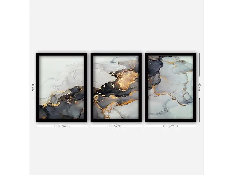 Wallxpert Bild Art 3 Stück, 35 x 45 cm, Grau