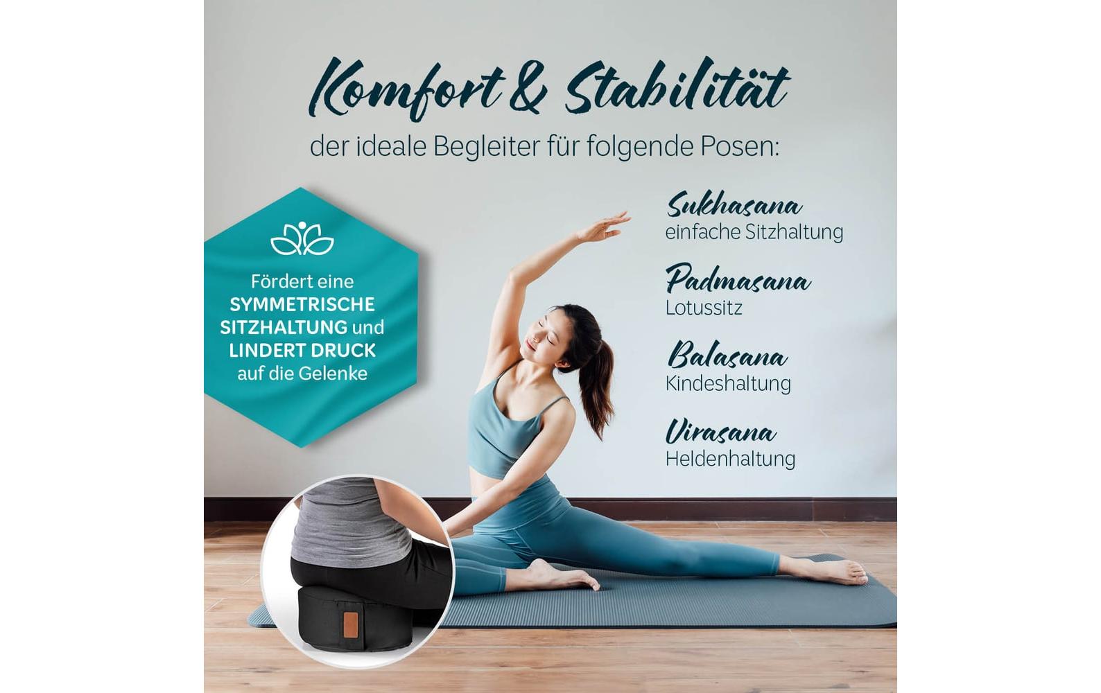 DoYourYoga Yoga-Kissen Vishnu Dinkelspelz, Schwarz