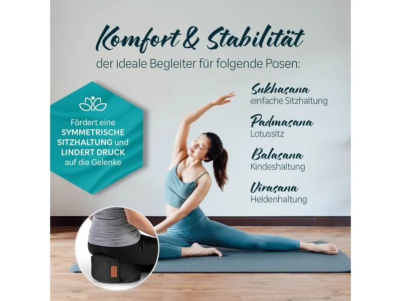DoYourYoga Yoga-Kissen Vishnu Buchweizenschalen, Schwarz