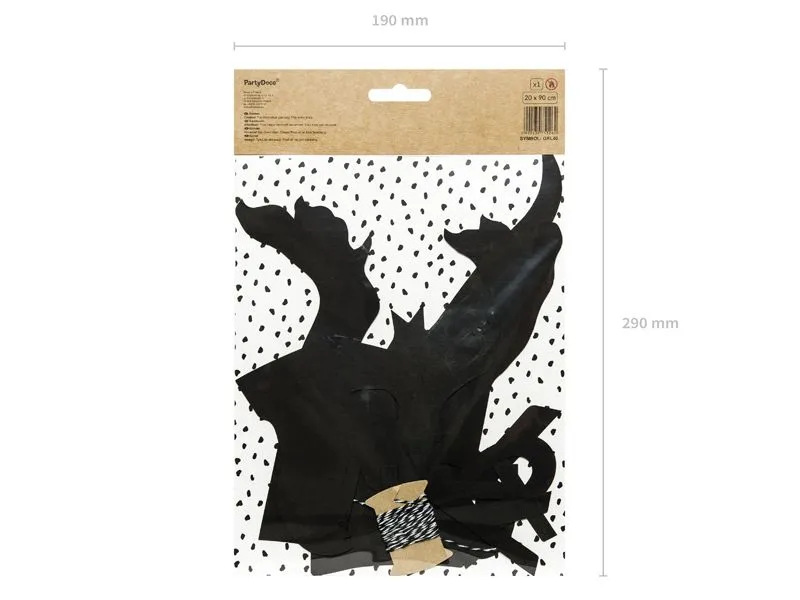 Partydeco Girlande Dinosaurier-Party Schwarz, 20 x 90 cm