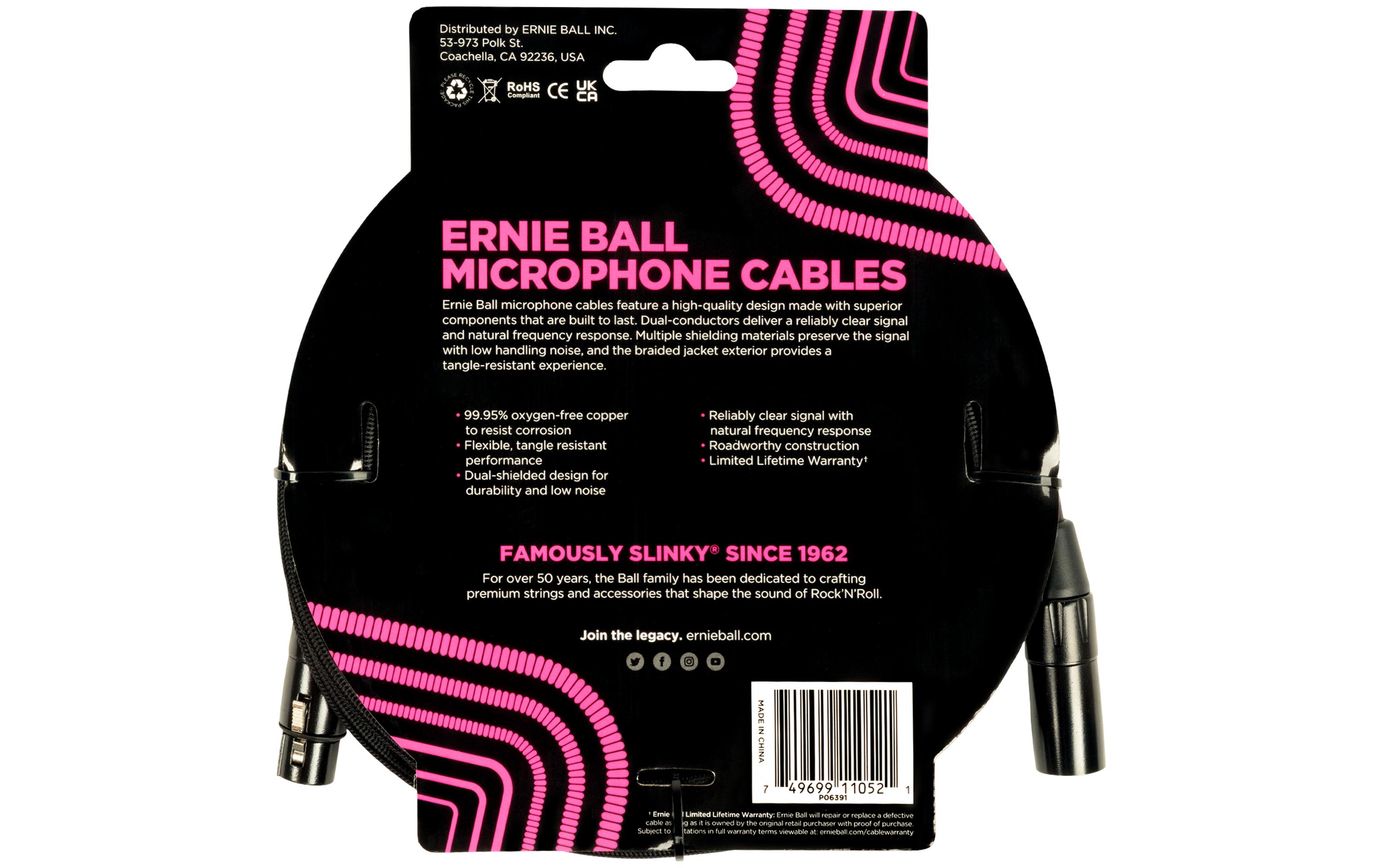 Ernie Ball XLR-Kabel XLRm-XLRf 4.57 m, Schwarz