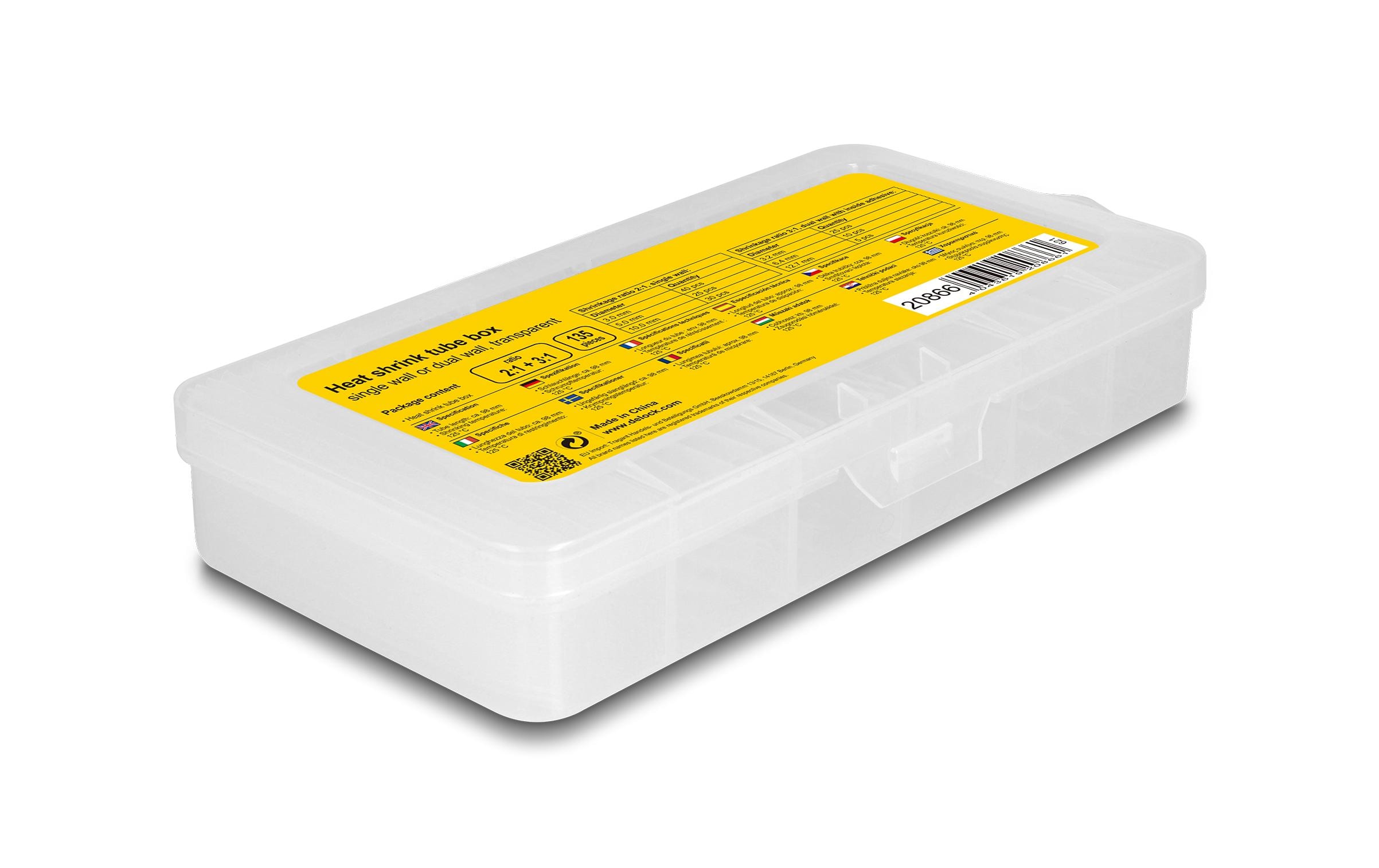 Delock Schrumpfschlauch 135-teilig Sortimentsbox, transparent