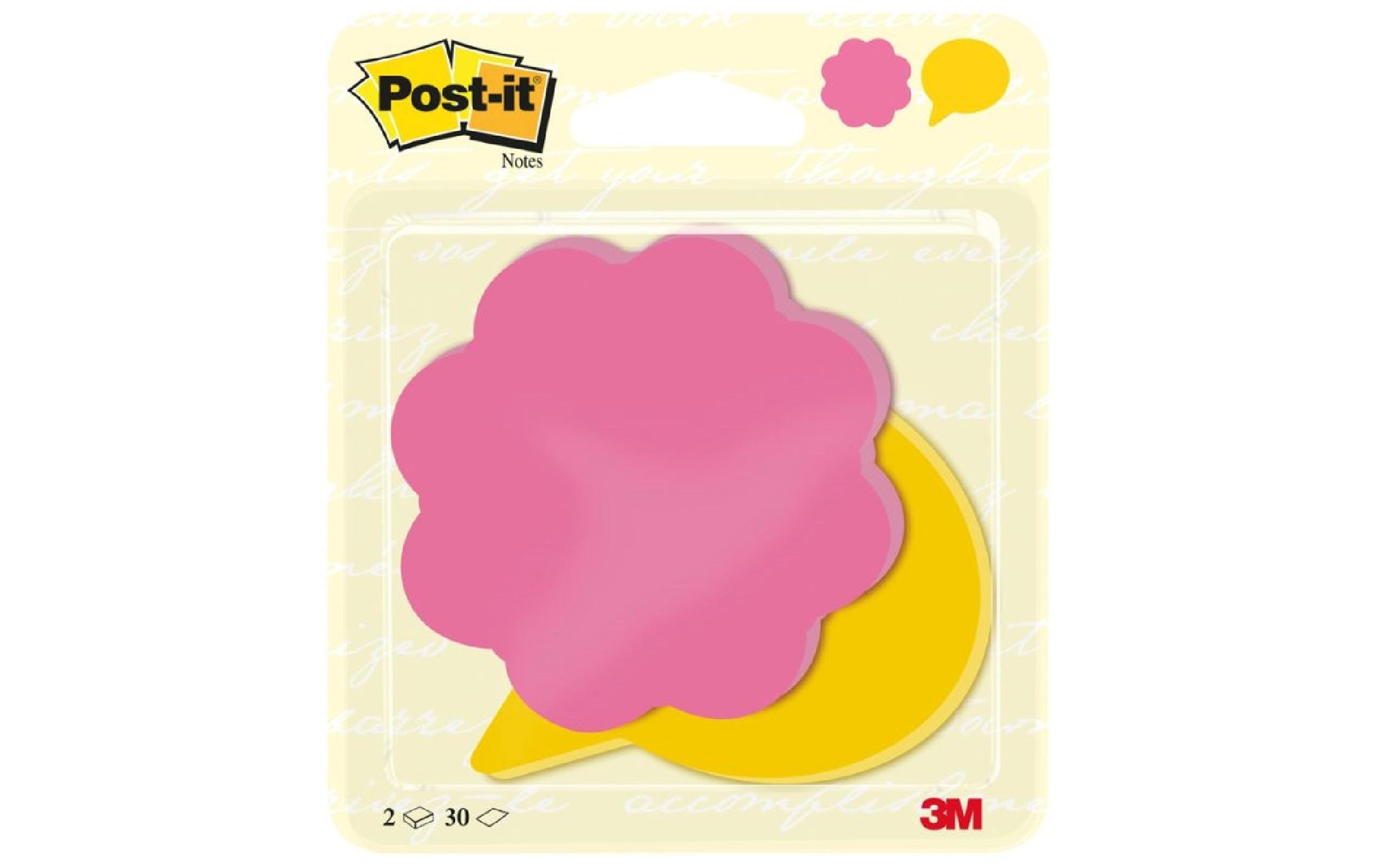 Post-it Notizzettel Blume und Sprechblase, Rosa und Gelb