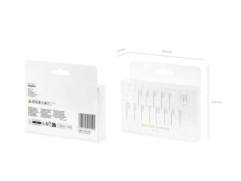 Partydeco Happy Birthday 2.5 cm, Weiss Partydeco Happy Birthday 2.5 cm, Weiss