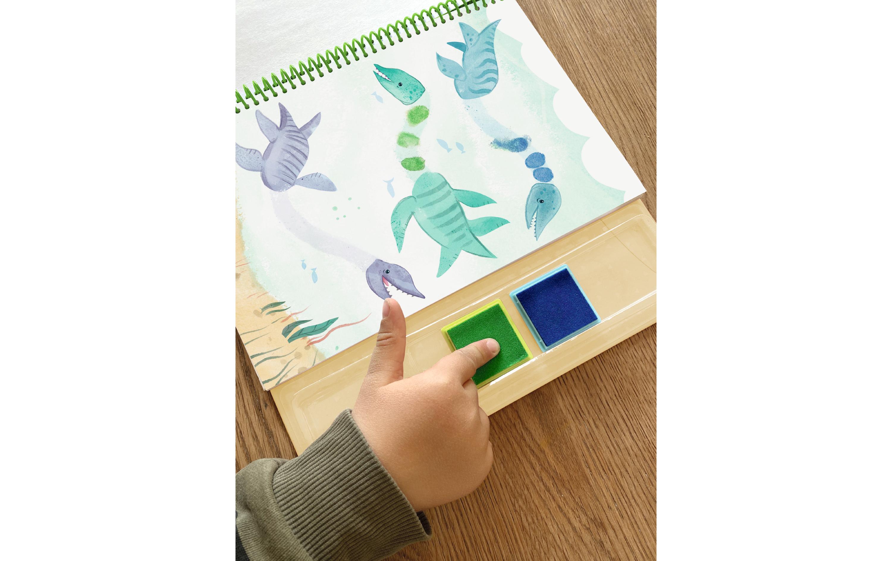 Depesche Malset Dino World 25 Seiten, 4 Stempelfarben