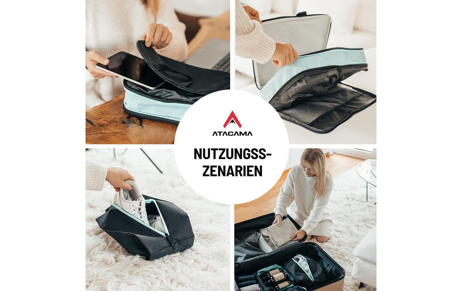 Atacama Kompressions-Packwürfel-Set 4-tlg. Schwarz-Türkis