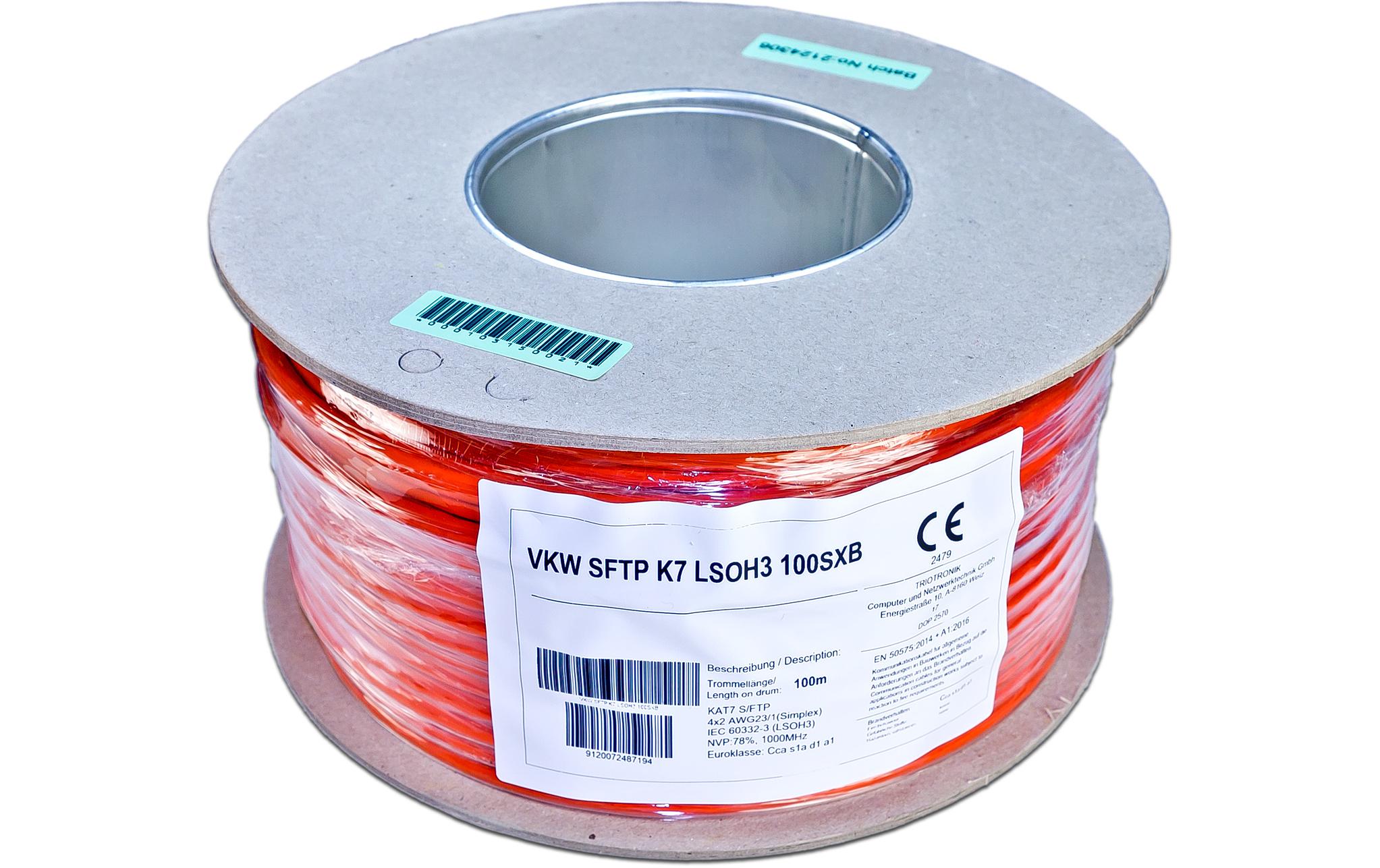 Wirewin Verlegekabel VKW SFTP K7 LSOH3 Cat 7, S/FTP, 100 m, Orange Wirewin Verlegekabel VKW SFTP K7 LSOH3 Cat 7, S/FTP, 100 m, Orange