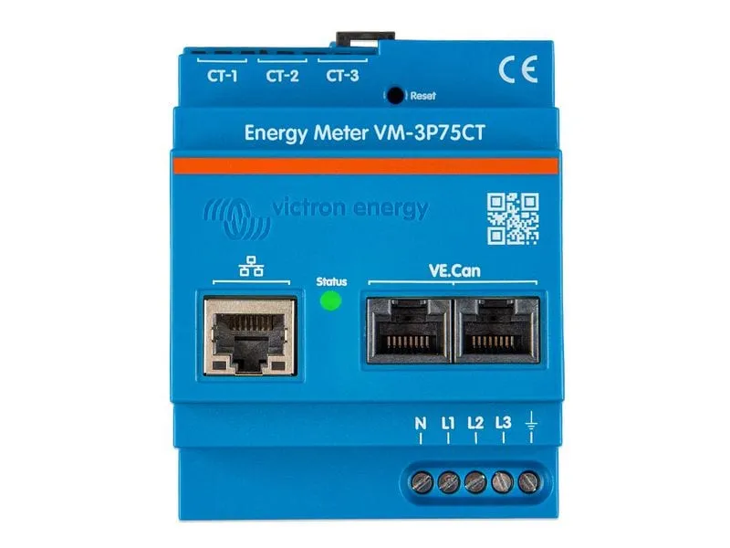Victron Energiemessgerät VM-3P75CT mit ansteckbaren Stromwandlern Victron Energiemessgerät VM-3P75CT mit ansteckbaren Stromwandlern