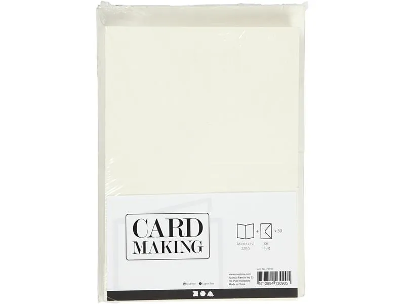 Creativ Company Blankokarte und Couvert 10.5 x 15 cm, 50 Stück, Beige