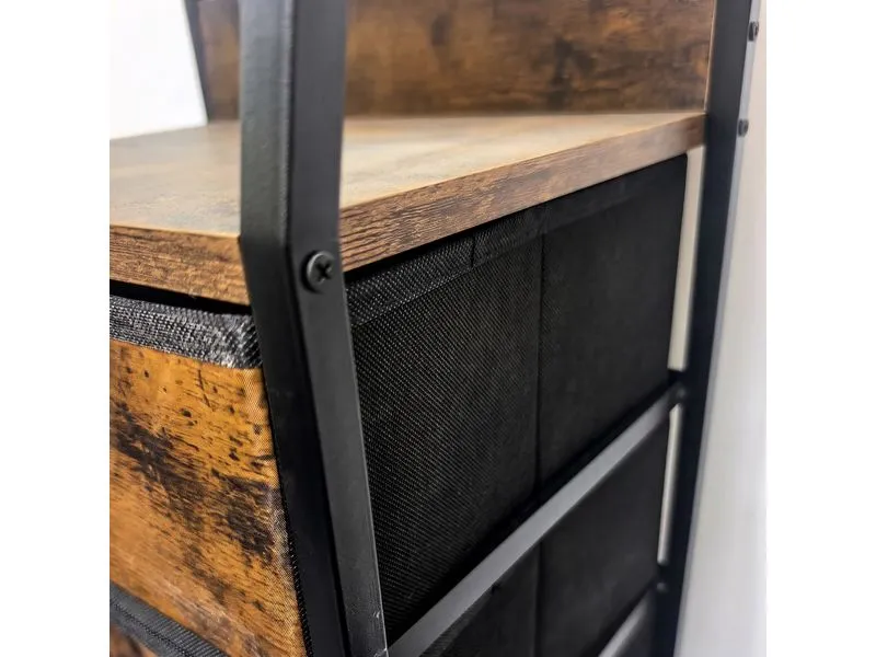 relaxdays Kommode 40 x 110 cm, Braun/Gold/Schwarz