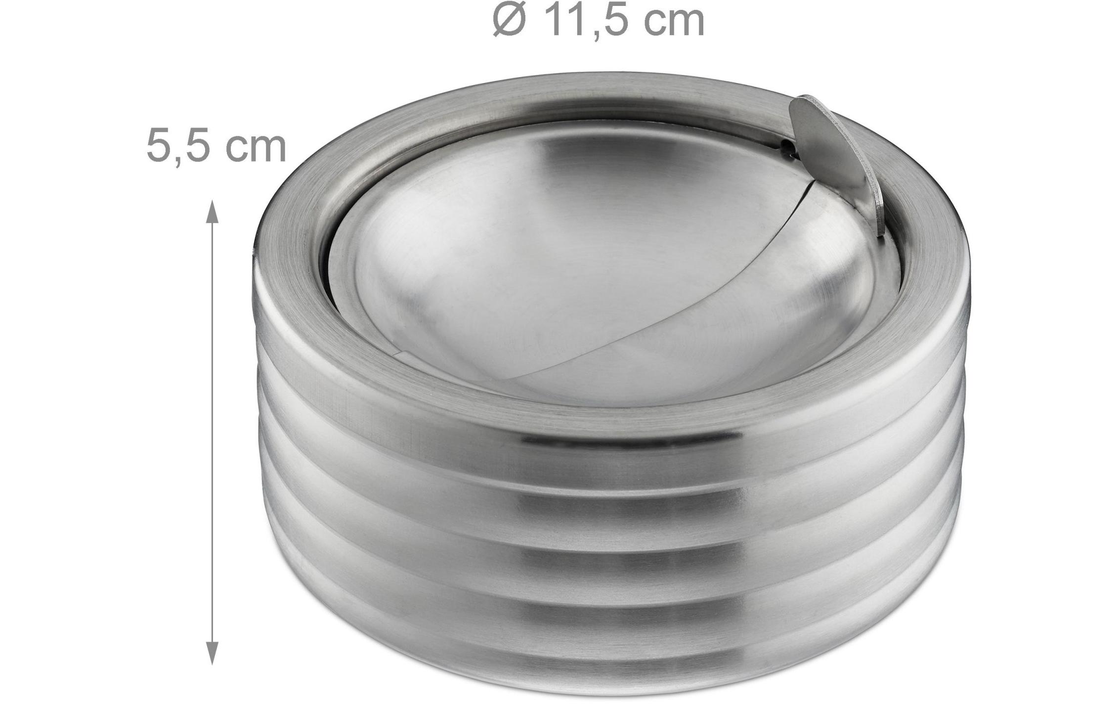 relaxdays Aschenbecher mit Deckel Silber