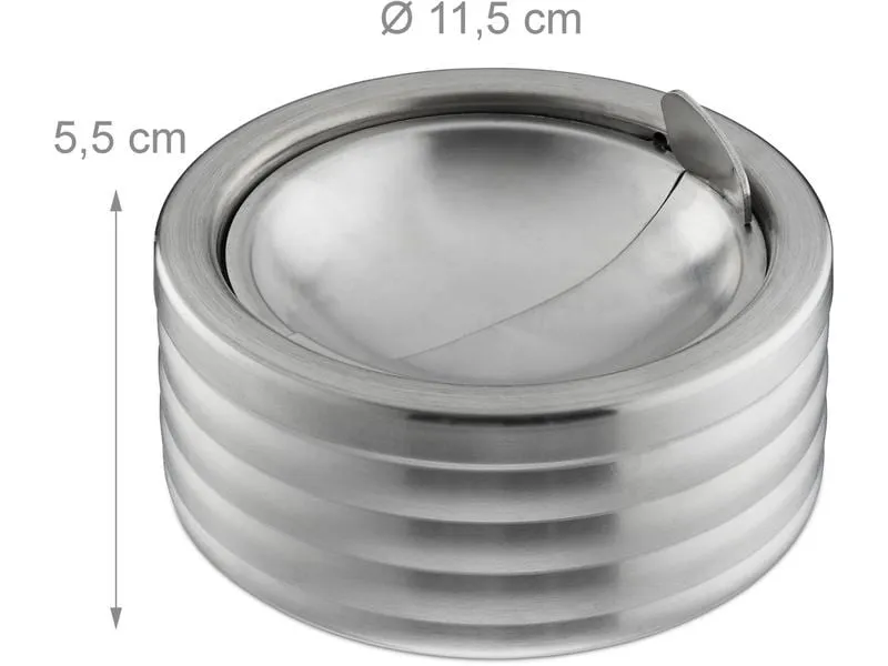 relaxdays Aschenbecher mit Deckel Silber relaxdays Aschenbecher mit Deckel Silber