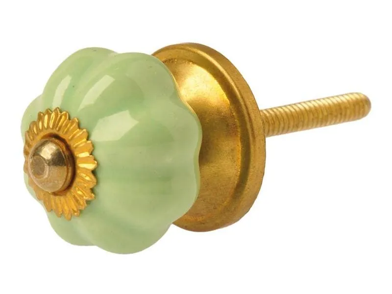 Tranquillo Möbelgriff handgemacht, Ø 3 cm, Hellgrün/Gold Tranquillo Möbelgriff handgemacht, Ø 3 cm, Hellgrün/Gold