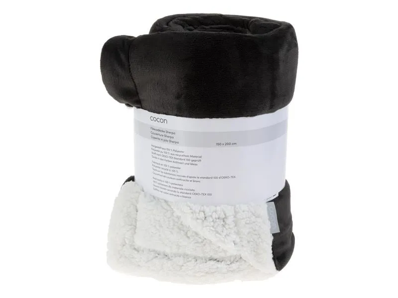 COCON Decke Fleece Sherpa 150 x 200 cm, Anthrazit-Weiss COCON Decke Fleece Sherpa 150 x 200 cm, Anthrazit-Weiss