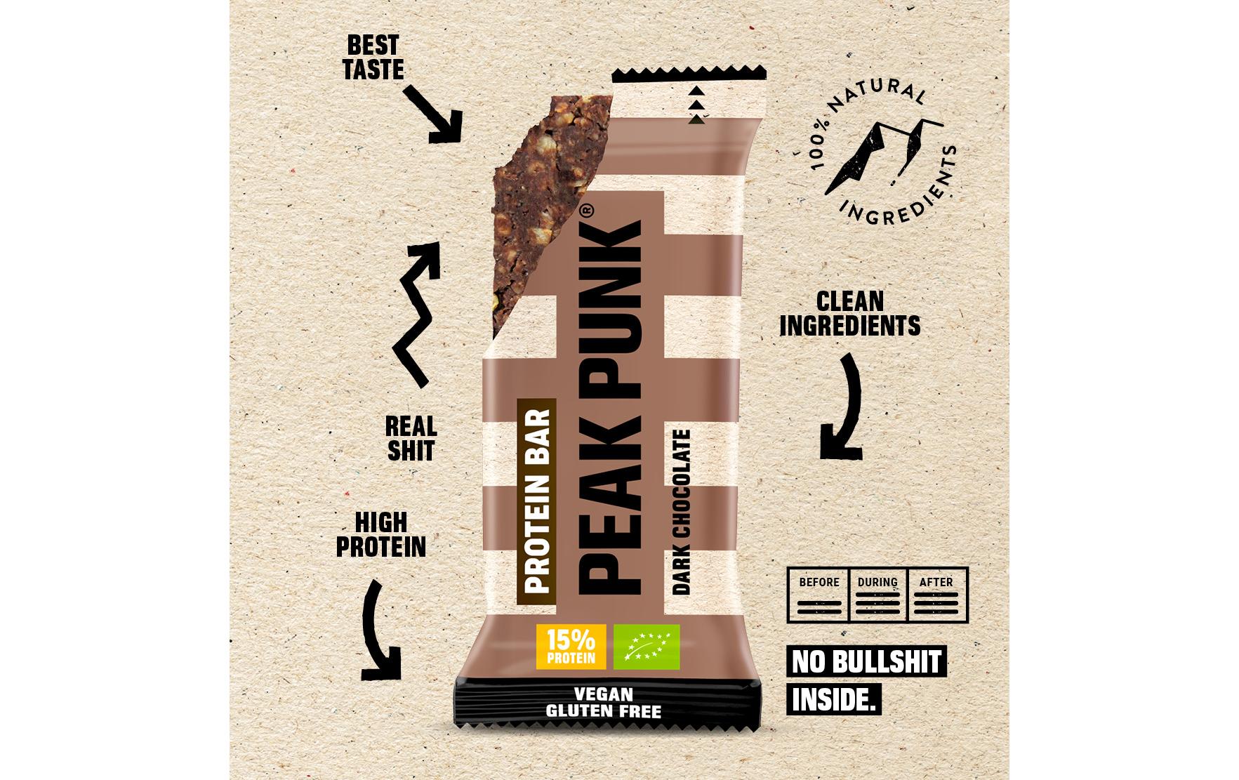 PEAK PUNK Bio Protein Bar Dark Chocolate 12 x 55 g
