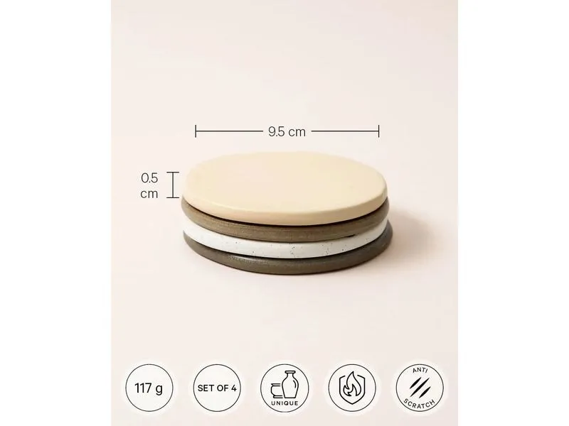 Esmée Keramikuntersetzer Earth 4 Stück Beige/Braun/Weiss, Ø 9.5 cm