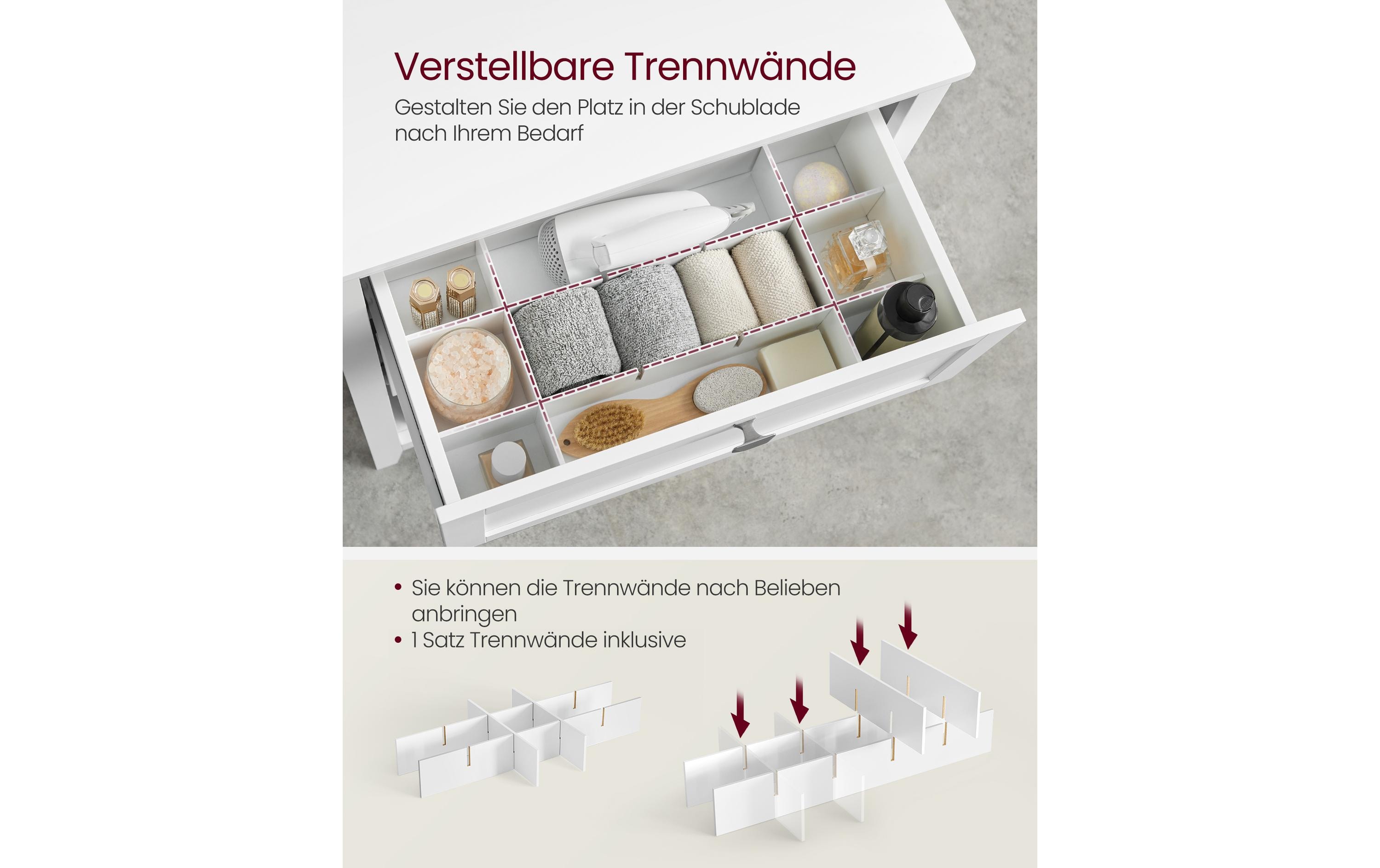 VASAGLE Badezimmer-Schrank 30 x 80 cm, Weiss VASAGLE Badezimmer-Schrank 30 x 80 cm, Weiss