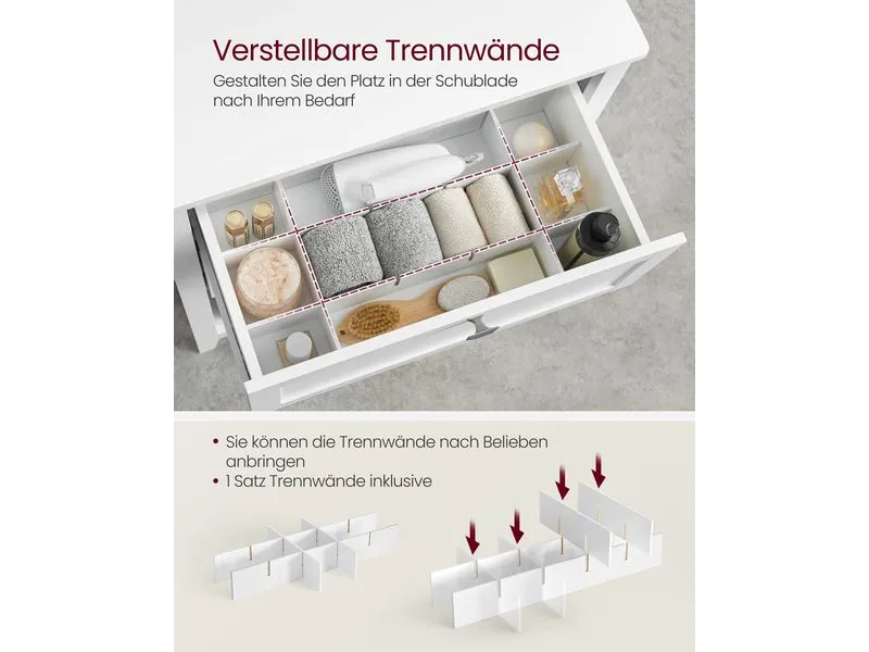 VASAGLE Badezimmer-Schrank 30 x 80 cm, Weiss