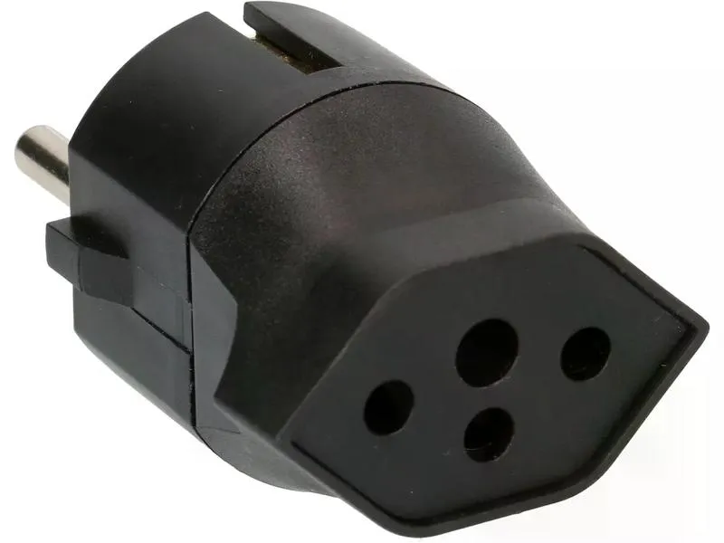 Max Hauri Fixadapter Schuko auf T13, Schwarz