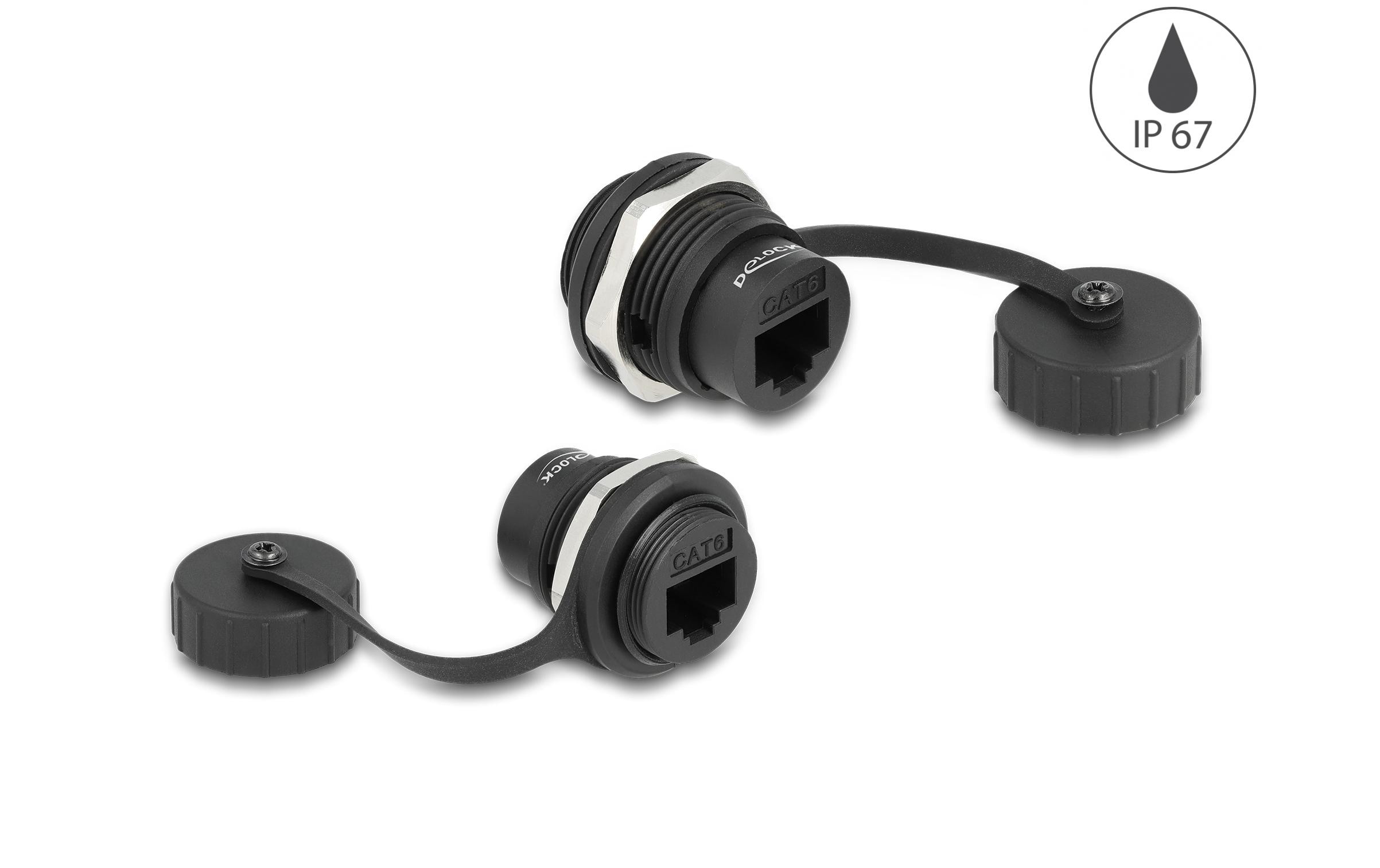 Delock RJ45 Cat.6 Einbaubuchse IP67 staub- & wassserdicht, 1 Stück Delock RJ45 Cat.6 Einbaubuchse IP67 staub- & wassserdicht, 1 Stück