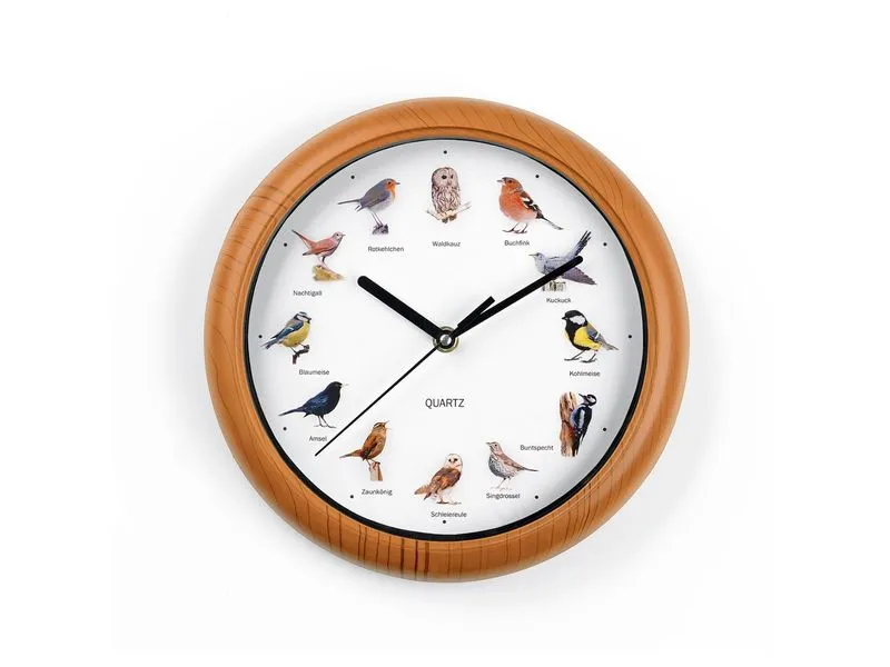 EASYmaxx Wanduhr mit 12 Singvogelstimmen, Ø 25 cm Braun EASYmaxx Wanduhr mit 12 Singvogelstimmen, Ø 25 cm Braun