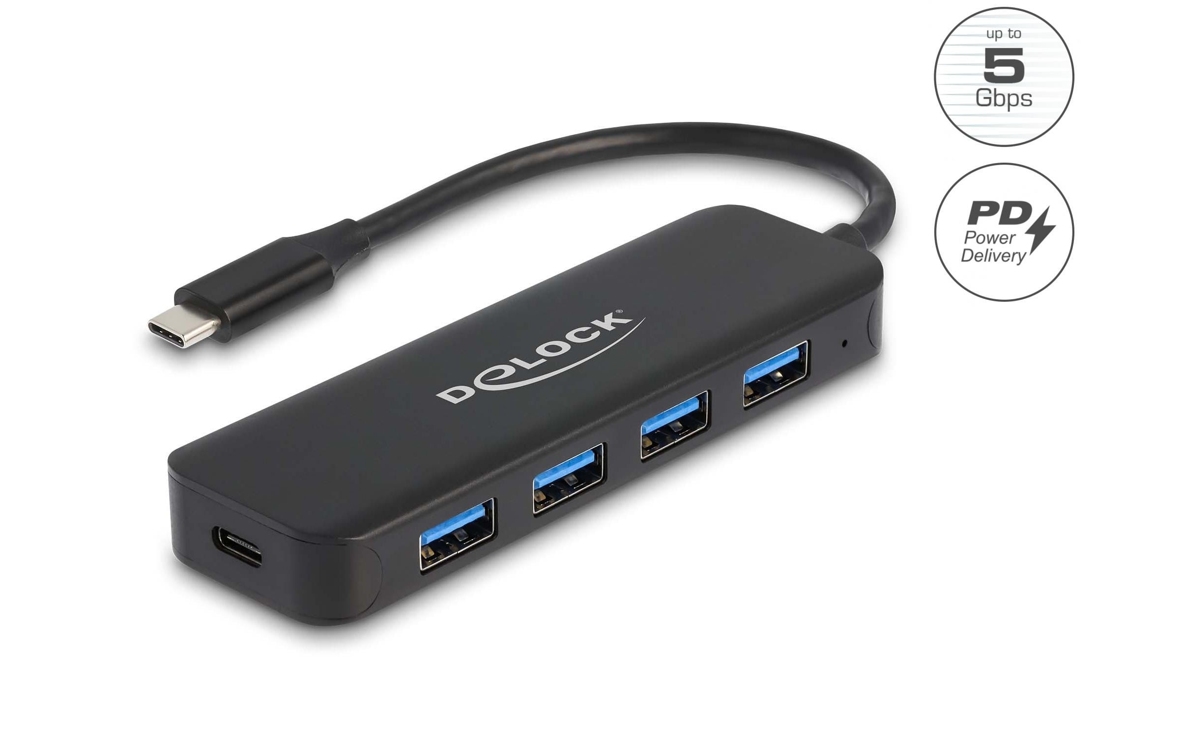 Delock Dockingstation 4x USB Typ-A + 1x USB Typ-C Power Delivery