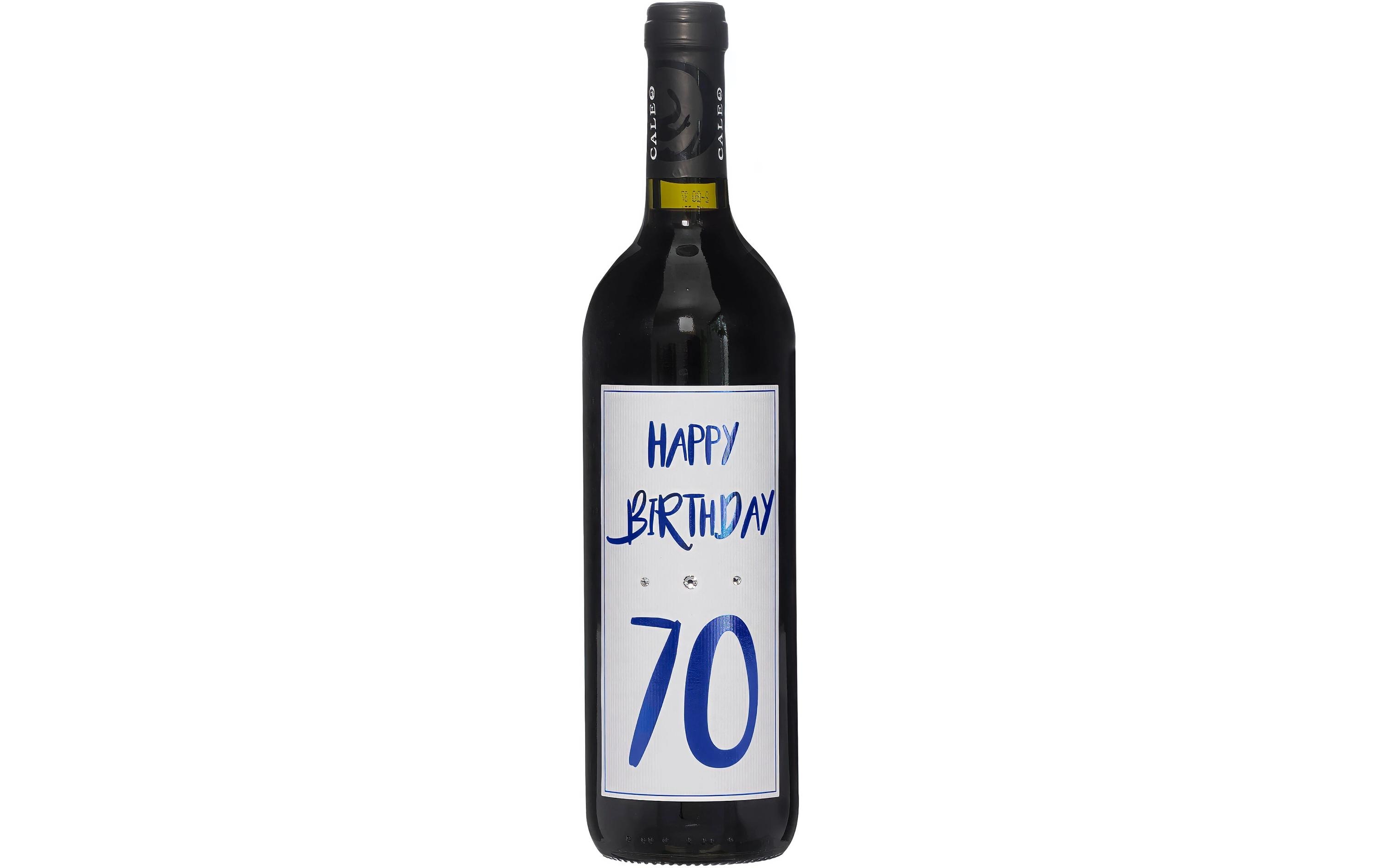 Dreams and Fantasy Geschenkidee Rotwein Happy Birthday 70 Blau, 750 ml