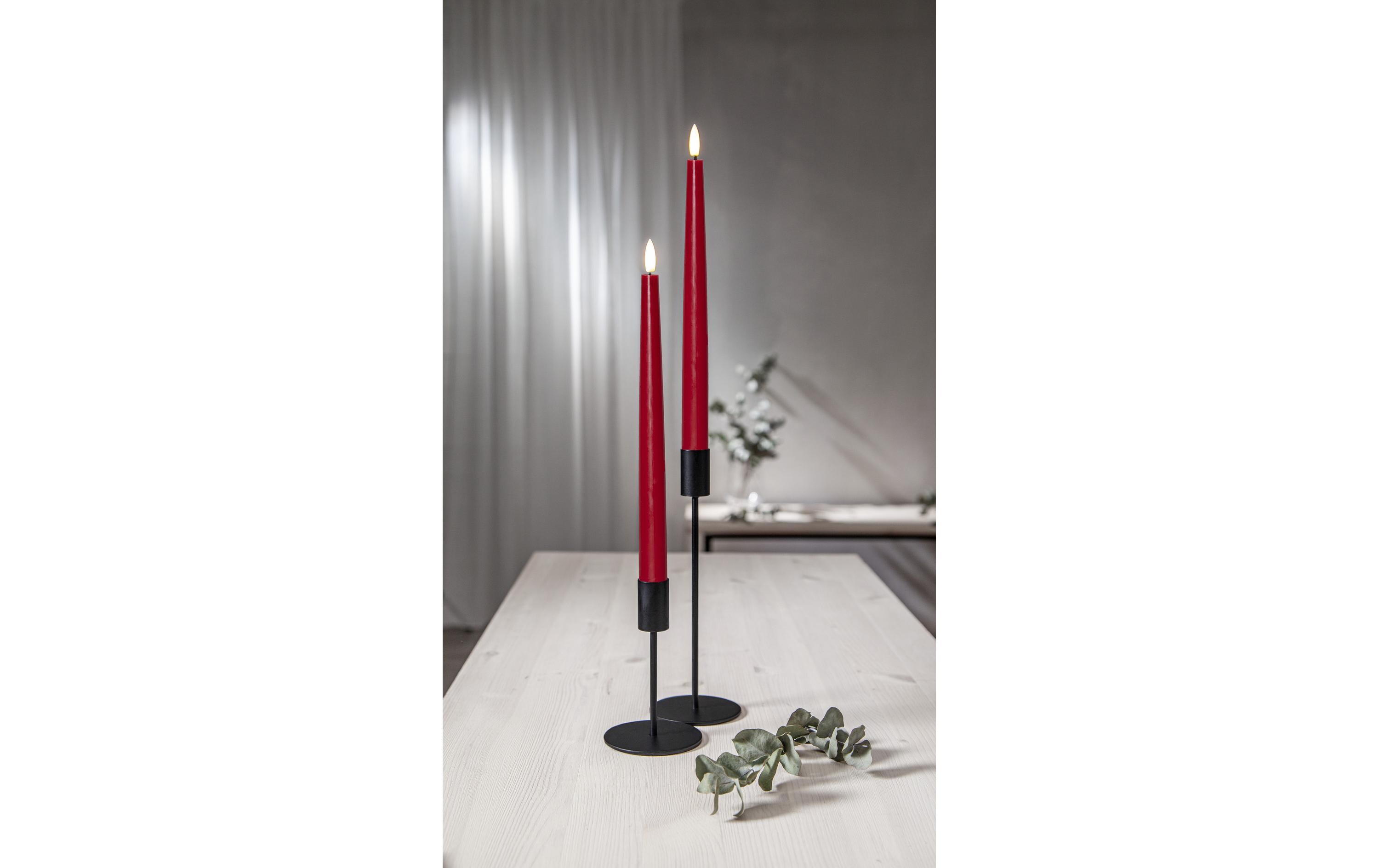 Star Trading LED-Stabkerzen Set Flamme Slim, 2 Stück, Rot