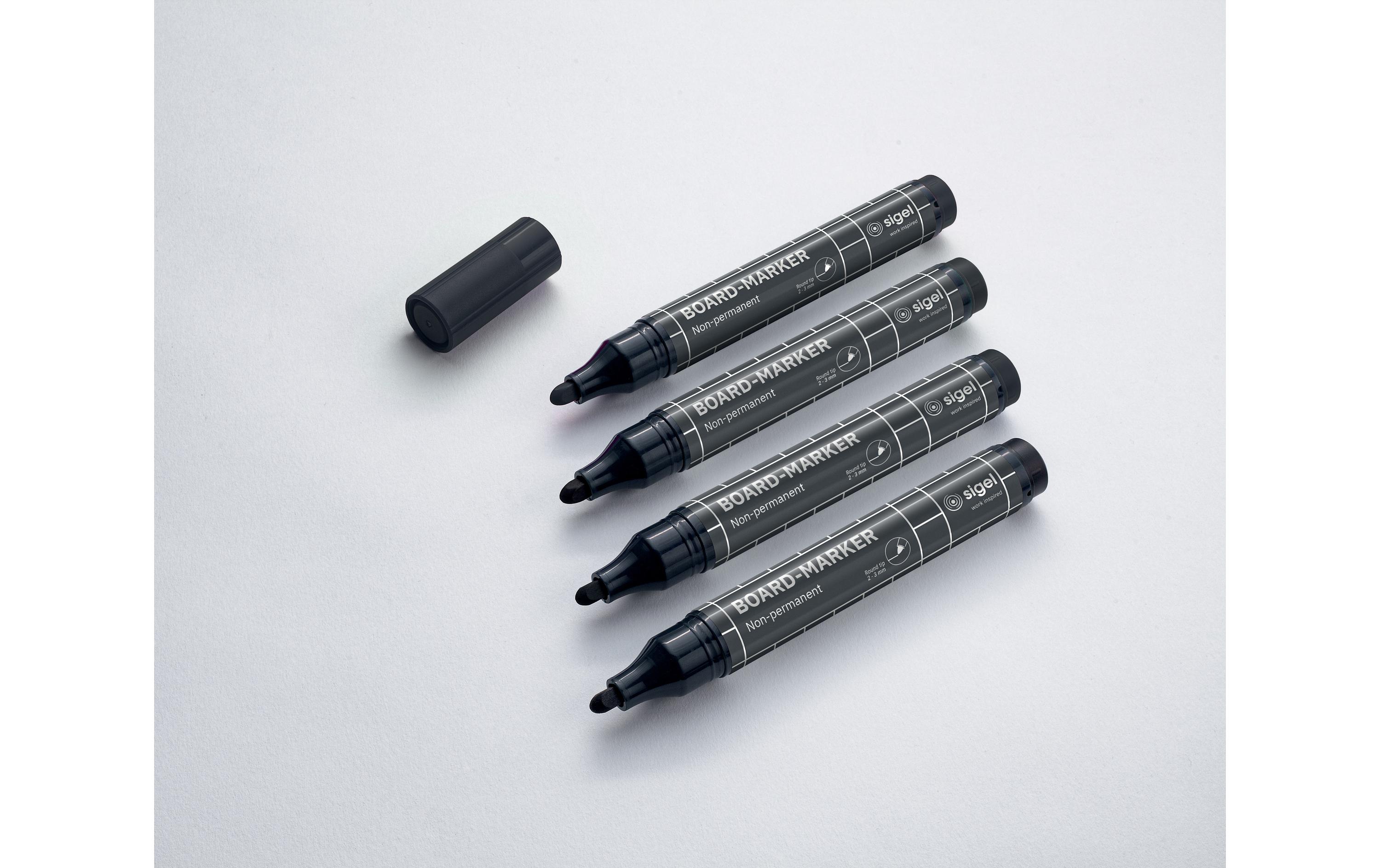 Sigel Whiteboard-Marker 4 Stück, Schwarz