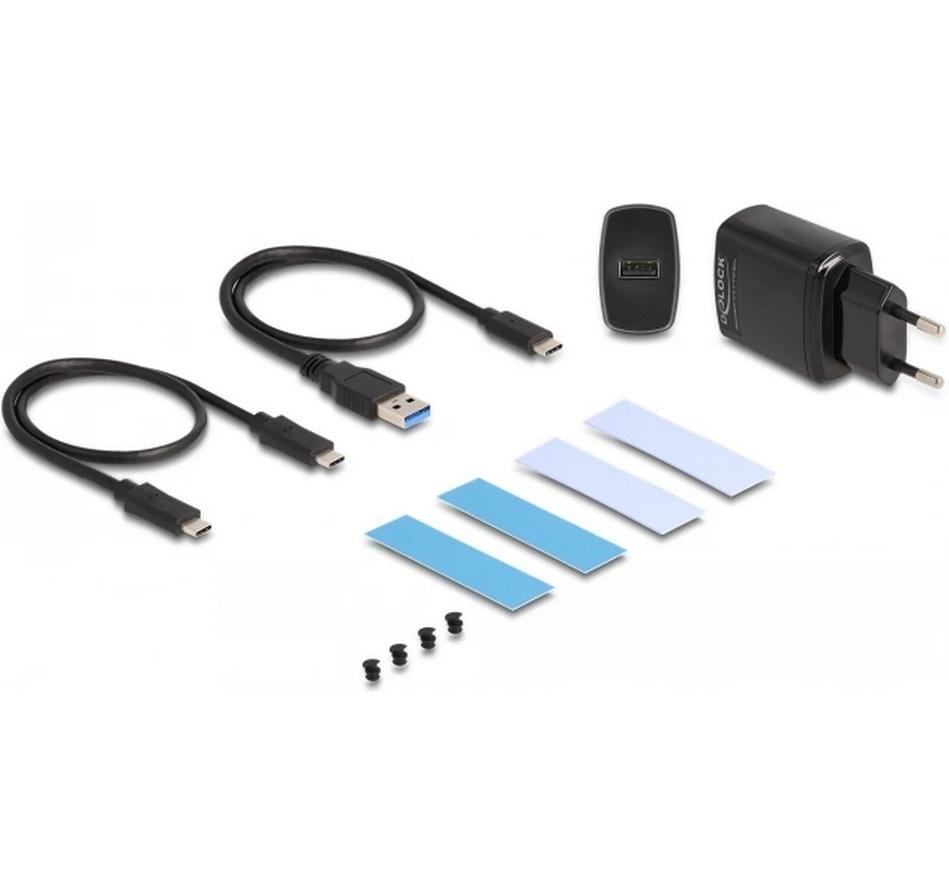 Delock Externes Gehäuse 2x M.2 NVMe PCIe SSD USB-C 20 Gbps M.2