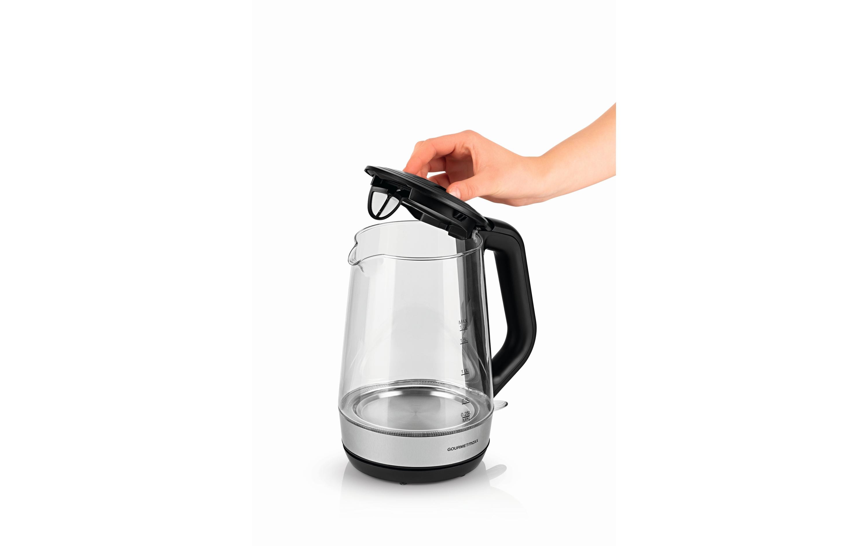 GOURMETmaxx Wasserkocher 1.7 l, Schwarz/Transparent