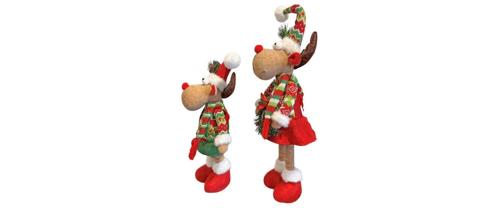 Dameco Weihnachtsfigur Rentier ausziehbar 2-er Set, Mehrfarbig