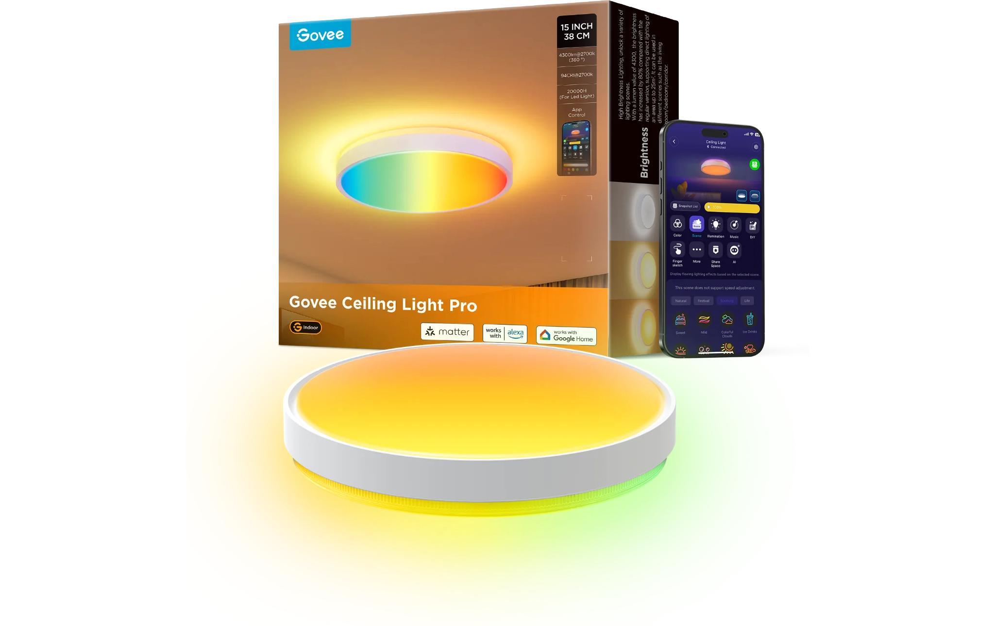 Govee Deckenleuchte 38 cm, 24 W, 3500 lm, RGBIC + WW