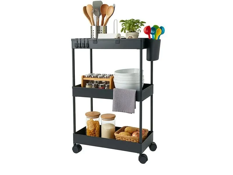 relaxdays Küchenwagen 62.5 x 40 x 22 cm Schwarz relaxdays Küchenwagen 62.5 x 40 x 22 cm Schwarz