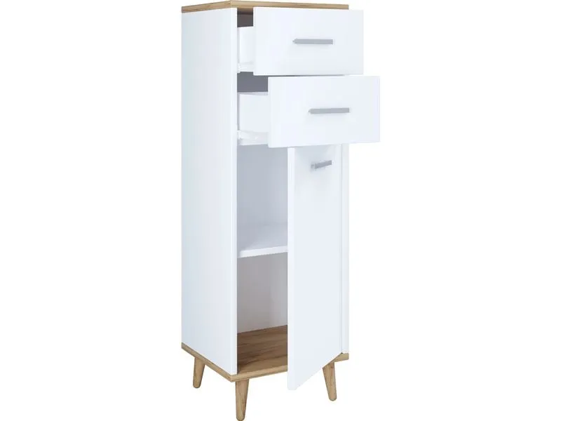VCM Badezimmerregal Landos Midi 32 x 97 cm, Weiss/Honig-Eiche VCM Badezimmerregal Landos Midi 32 x 97 cm, Weiss/Honig-Eiche