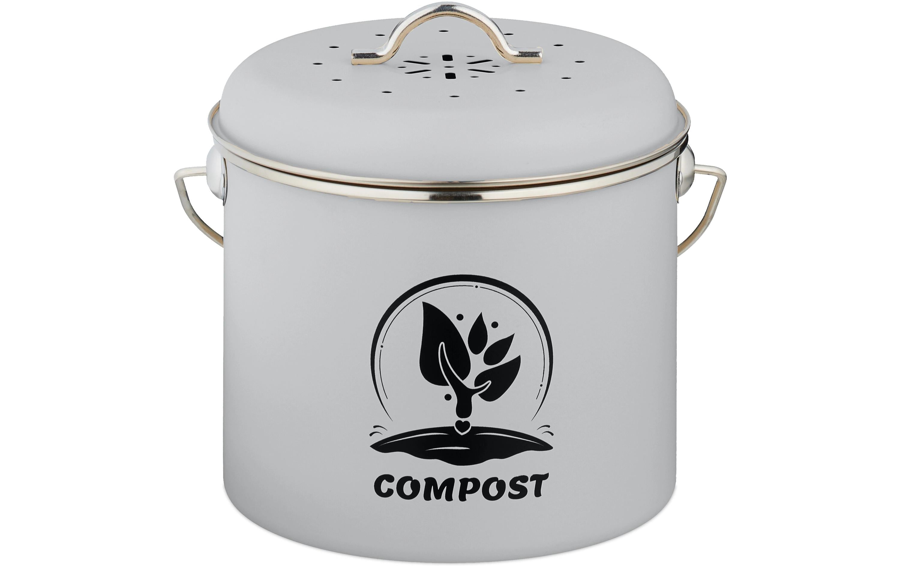 relaxdays Komposteimer 3.5 l, Grau/Silber