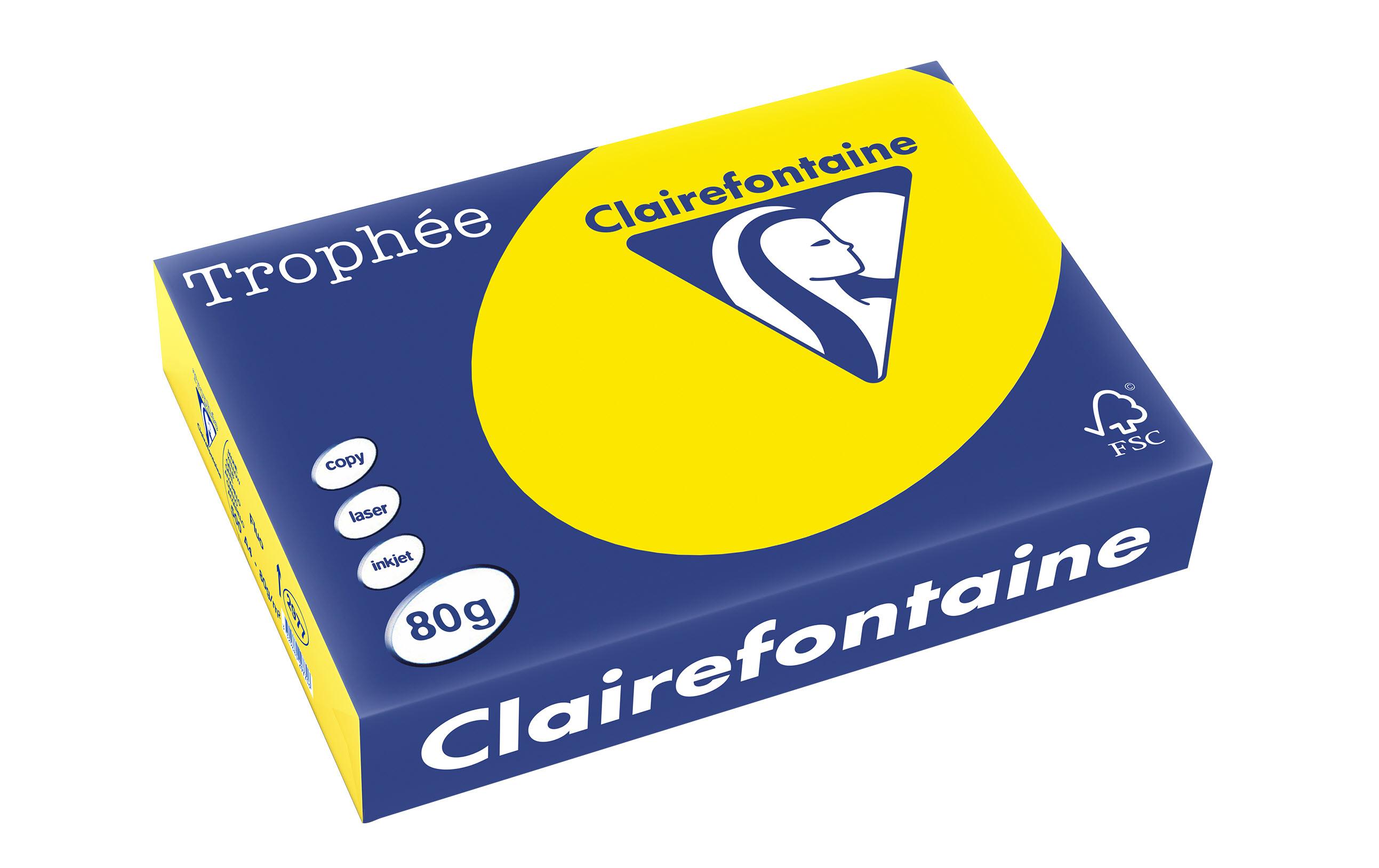 Clairefontaine Kopierpapier Trophée A3, 80 g/m², Neongelb, 500 Blatt