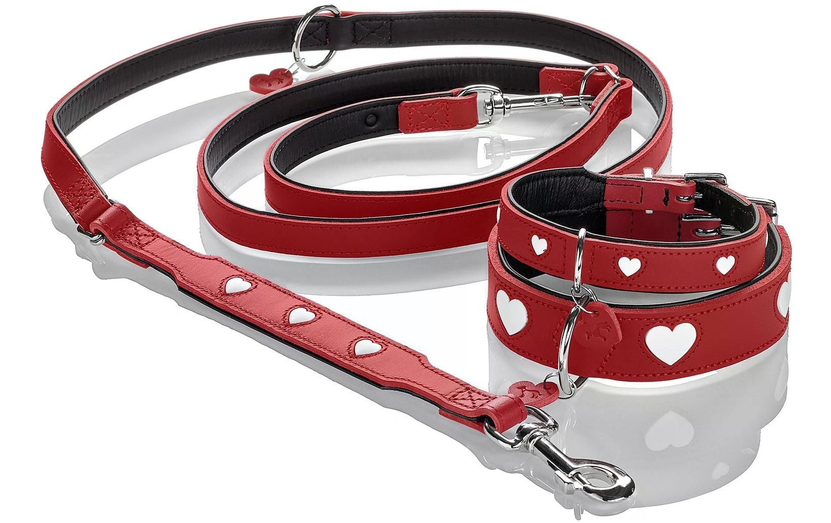 Hunter Verstellbare Führleine Love, 13/200, Rot/Schwarz