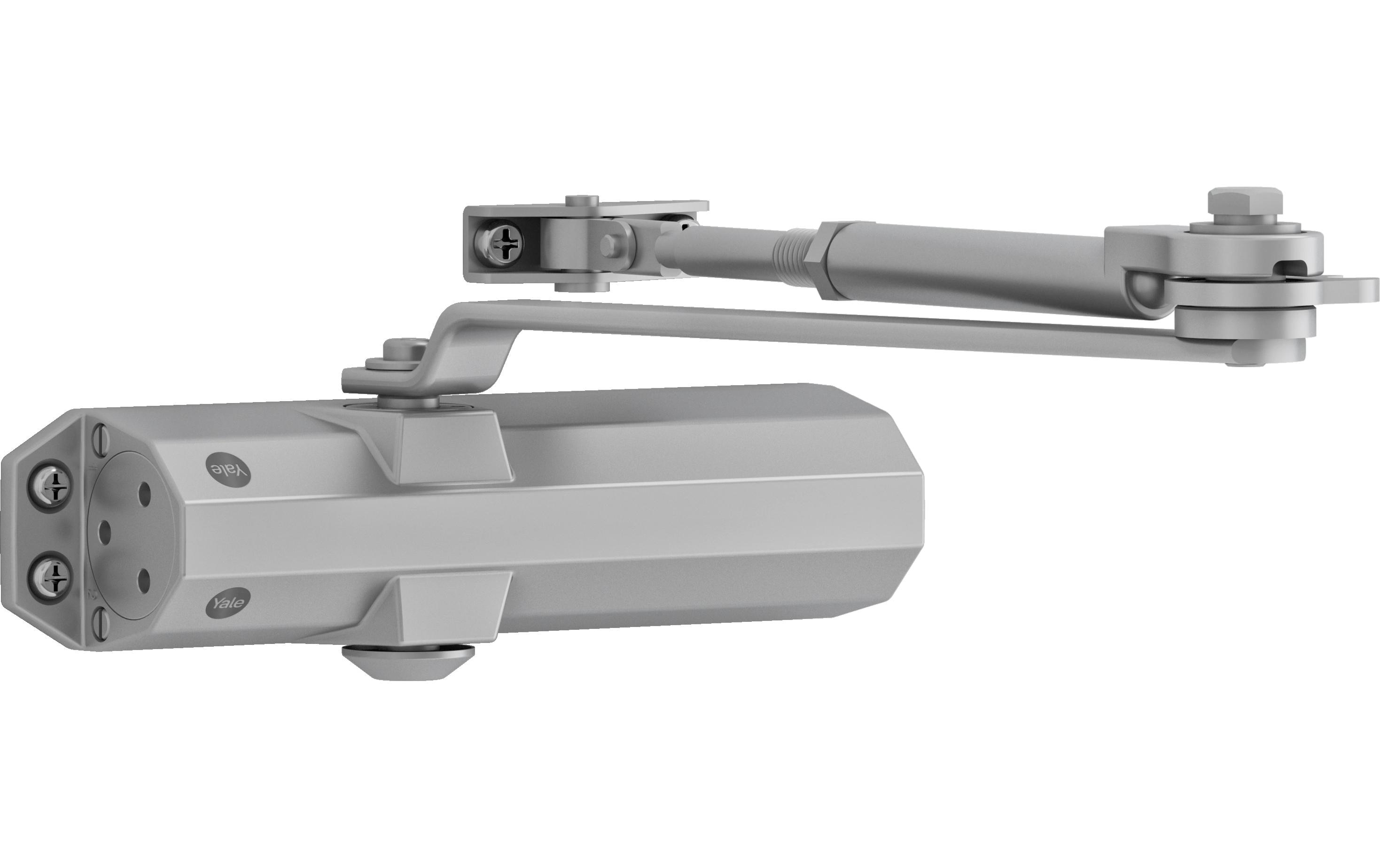 Yale Türschliesser mit Feststellarm, Serie 4500 Silber