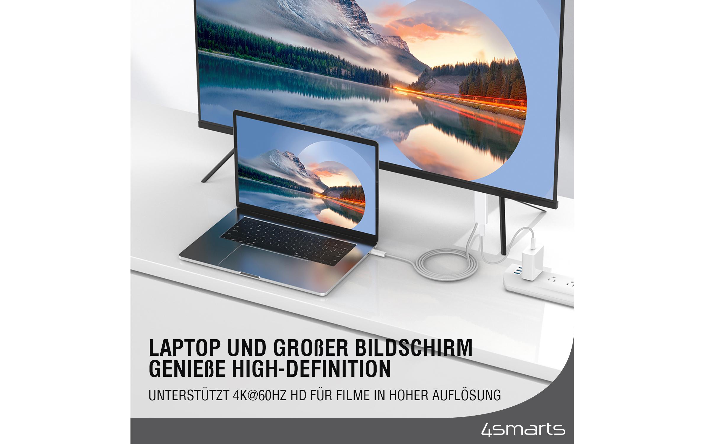 4smarts Kabel 4K 60Hz, PD 100W USB Type-C - HDMI, 2 m