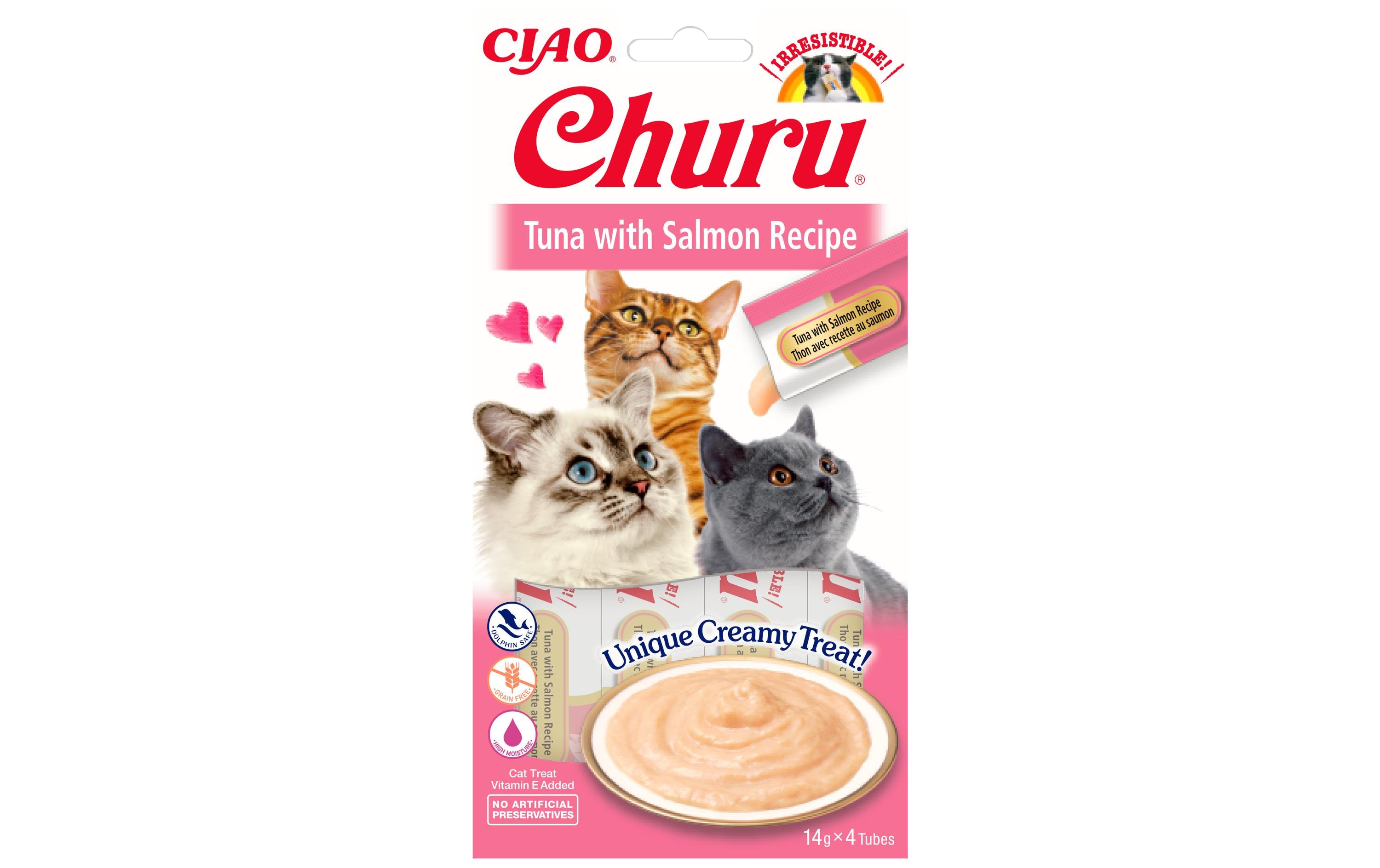 CIAO Churu Katzen-Snack Pürees Thunfisch & Lachs, 4 x 14 g