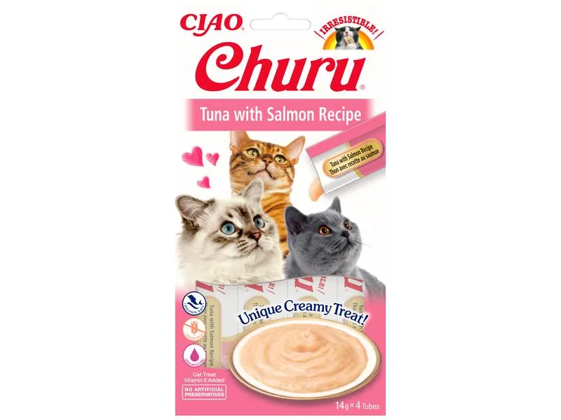 CIAO Churu Katzen-Snack Pürees Thunfisch & Lachs, 4 x 14 g