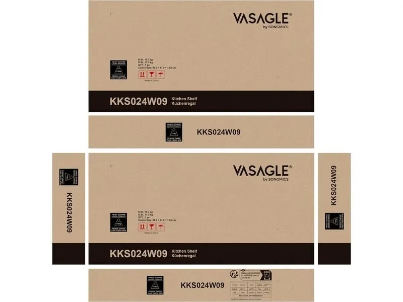 VASAGLE Küchenregal mit 6 Haken Weiss VASAGLE Küchenregal mit 6 Haken Weiss