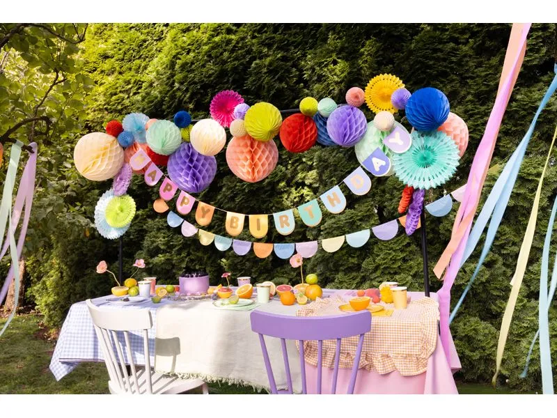 Partydeco Girlande Happy Birthday farbig, 163 x 12 cm Partydeco Girlande Happy Birthday farbig, 163 x 12 cm