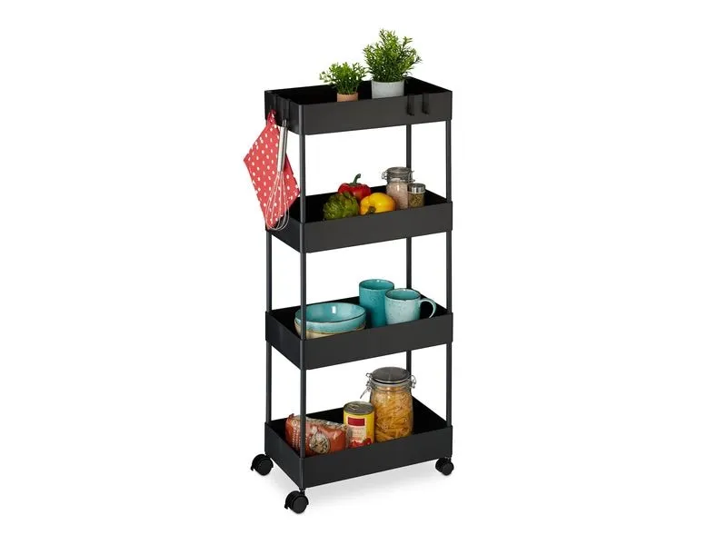 relaxdays Küchenwagen 40 x 93 x 22 cm, Schwarz relaxdays Küchenwagen 40 x 93 x 22 cm, Schwarz